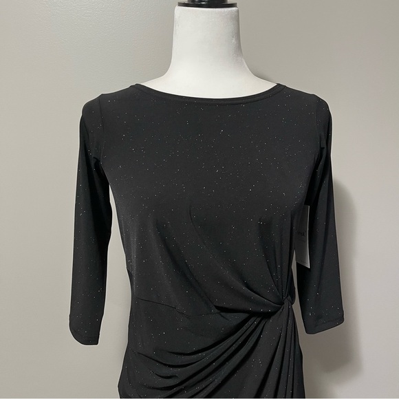 Sympli Side Twist Black Sparkle Fitted Dress - Picture 5 of 15